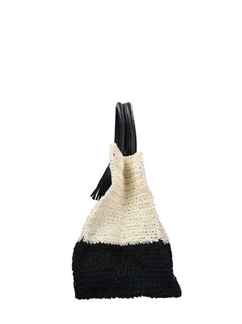 Borsa Saint Tropez in rafia e pelle DE SIENA | 3000OFF WHITE-NERO
